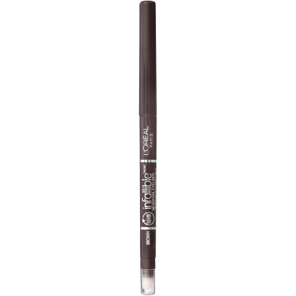 L'Oreal Paris Makeup Infallible Never Fail Original Mechanical Pencil Eyeliner With Built In Sharpener, Brown, 0.008 Oz