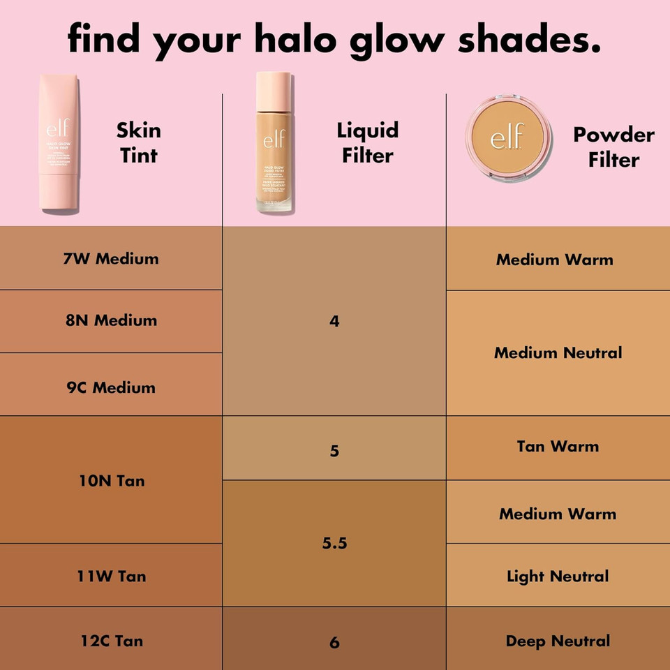 E.L.F. Halo Glow Liquid Filter, Complexion Booster For A Glowing, Soft-Focus Look, Infused With Hyaluronic Acid, Vegan & Cruelty-Free, 5 Medium/Tan