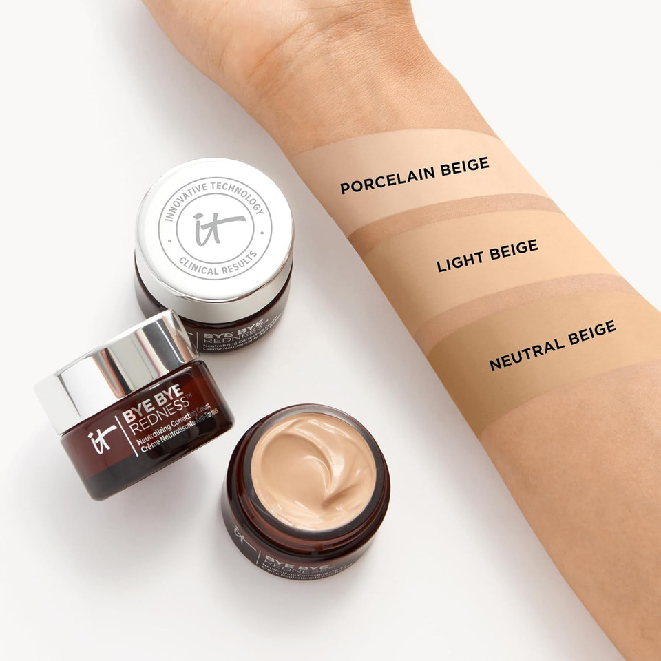 It Cosmetics Bye Bye Redness - Neutralizing Color-Correcting Cream - Reduces Redness - Long-Wearing Coverage - With Hydrolyzed Collagen - 0.37 Fl Oz