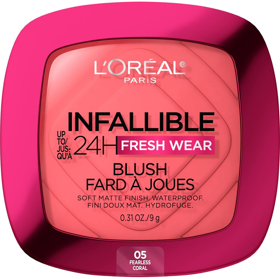 L'Oreal Paris Infallible Up To 24H Fresh Wear Soft Matte Blush, Blendable, Long-Lasting And Waterproof Cheek Make Up, Daring Rosewood 20, 0.31 Oz