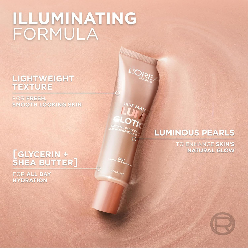 L'Oreal Paris Makeup True Match Lumi Glotion, Natural Glow Enhancer, Illuminator Highlighter, Bronzing Drops For A Sun-Kissed Glow, 904 Deep