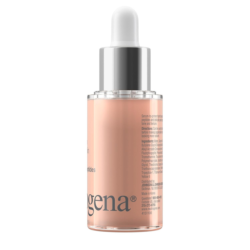 Neutrogena Healthy Skin Radiant Booster Primer & Serum, Skin-Evening Serum-To-Primer With Peptides & Pearl Pigments, Evens The Look Of Skin'S Tone & Smooths Texture, 1.0 Fl. Oz