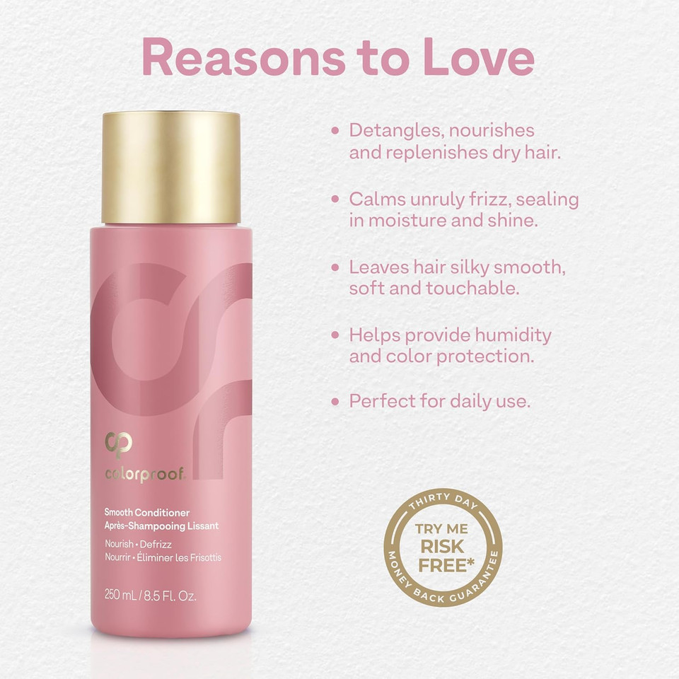 Colorproof Smooth Conditioner - For Frizzy Color-Treated Hair, Smooths, Softens & Controls Frizz, Sulfate-Free, Vegan Colorproof Smooth Conditioner - For Frizzy Color-Treated Hair, Smooths, Softens & Controls Frizz, Sulfate-Free, Vegan