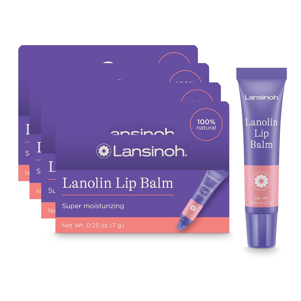 Lansinoh Lanolin Lip Balm, Moisturizing Lip Care, 4 Pack, 0.25 Ounces Each Lansinoh Lanolin Lip Balm, Moisturizing Lip Care, 4 Pack, 0.25 Ounces Each