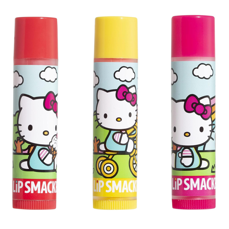 Lip Smacker Hello Kitty Holiday 3 Pcs Flavored Lip Balm Tin For Girls Gift