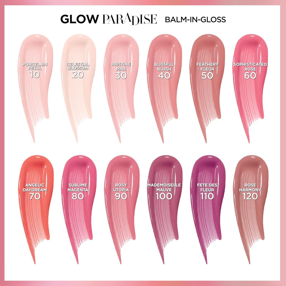 L'Oreal Paris Glow Paradise Hydrating Tinted Lip Balm-In-Gloss With Pomegranate Extract & Hyaluronic Acid, Ultra-Gentle, Non-Sticky Formula, Celestial Blossom, 0.23 Fl Oz