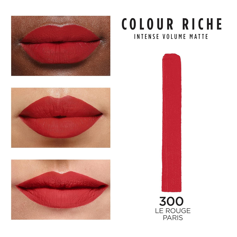 Lã¢ÂOrã£Â©Al Paris Colour Riche Intense Volume Matte Lipstick, Lip Makeup Infused With Hyaluronic Acid For Up To 16Hr Wear, Le Rouge Paris, 0.06 Oz