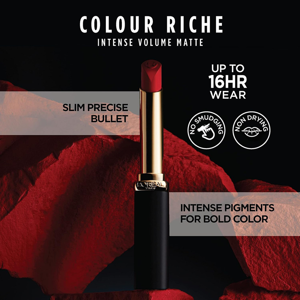 L'Oreal Paris Colour Riche Intense Volume Matte Lipstick, Lip Color Infused With Hyaluronic Acid For Up To 16Hr All Day Comfort, Le Wood Nonchalant, 0.06 Oz