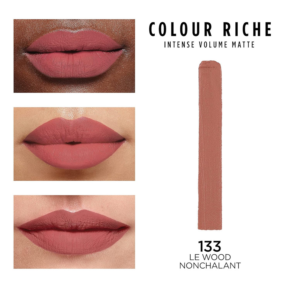 L'Oreal Paris Colour Riche Intense Volume Matte Lipstick, Lip Color Infused With Hyaluronic Acid For Up To 16Hr All Day Comfort, Le Wood Nonchalant, 0.06 Oz