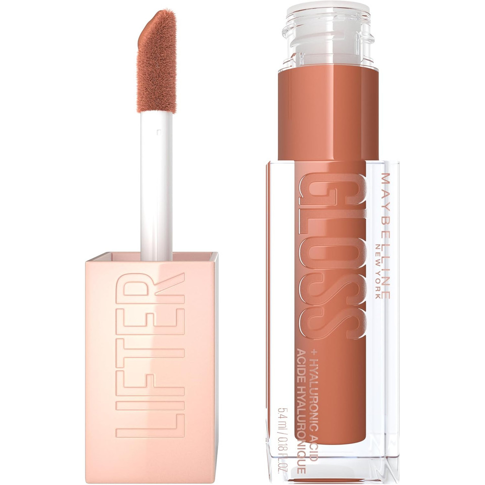 Maybelline Lifter Gloss, Hydrating Lip Gloss With Hyaluronic Acid, High Shine For Plumper Looking Lips, Petal, Warm Pink Neutral, 0.18 Ounce