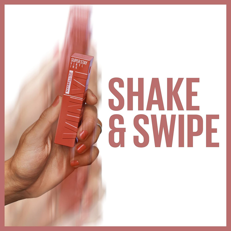 Maybelline Super Stay Vinyl Ink Longwear No-Budge Liquid Lipcolor Makeup, Highly Pigmented Color And Instant Shine, Golden, Pink Lipstick, 0.14 Fl Oz, 1 Count