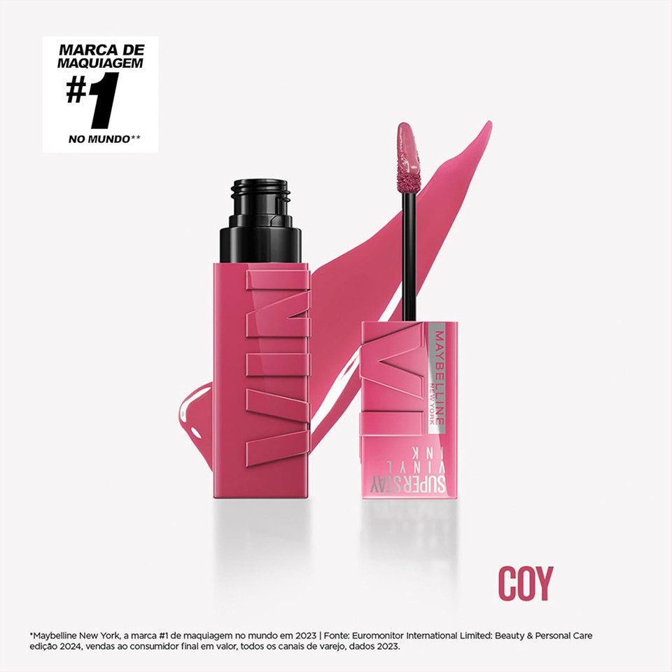 Maybelline Super Stay Vinyl Ink Longwear No-Budge Liquid Lipcolor Makeup, Highly Pigmented Color And Instant Shine, Coy, Rose Mauve Nude Lipstick, 0.14 Fl Oz, 1 Count