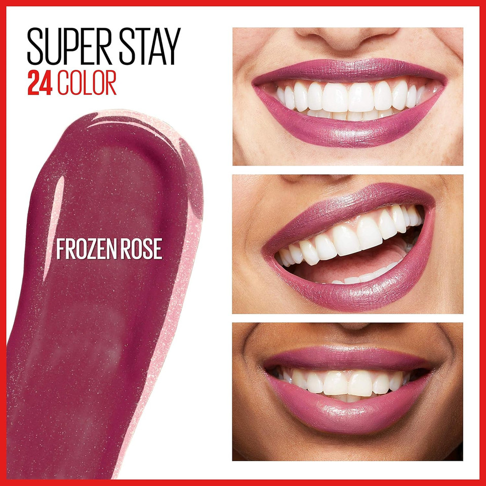 Maybelline Super Stay 24, 2-Step Liquid Lipstick Makeup, Long Lasting Highly Pigmented Color With Moisturizing Balm, Frozen Rose, Mauve Pink, 1 Count