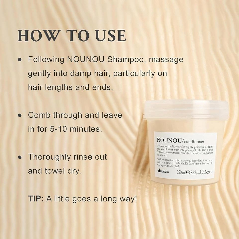 Davines Nounou Conditioner, Hydrating Deep Conditioner For Bleached, Permed, Relaxed, Damaged Or Very Dry Hair, Replenishes Chemically Processed Hair