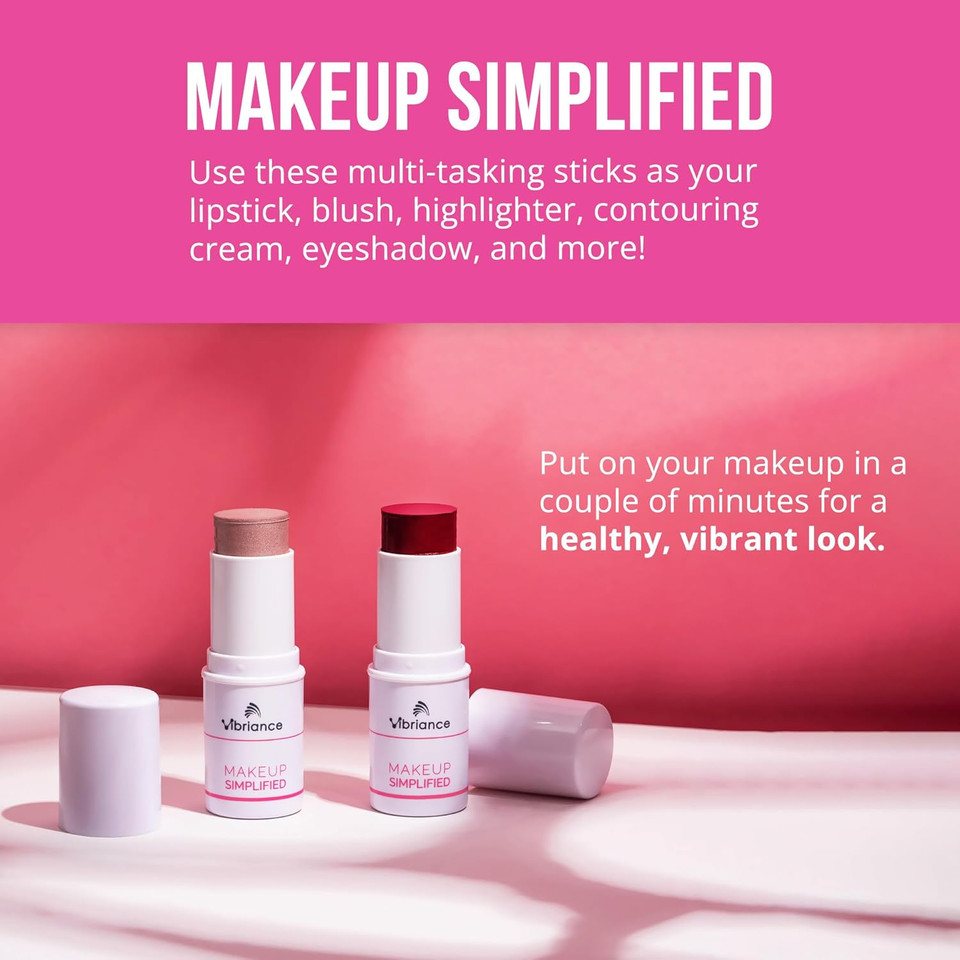 Vibriance Makeup Gift Set: Radiance & Illuminate Makeup Sticks | Multi-Purpose Highlighter, Lipstick, Contour And Cream Blush For Mature Skin, 2-Stick Bundle | Usa Made | Sulfate-Free, Paraben-Free