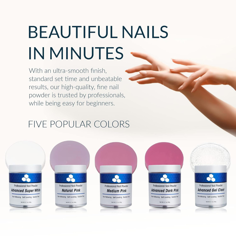 Deenti Pink & White Acrylic Nail Powder Set, Medium Pink + Bright White, 4Oz Each, Professional Nail Powder For Manicure, Nail Art, Fake Nails, Nail Carving And Extensions