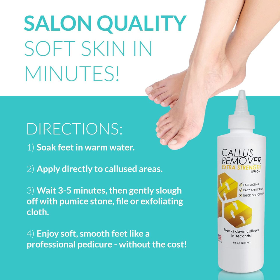Deenti Extra Strength Foot Callus Remover, 8Oz Salon Grade, Lemon + Instant Cuticle Remover And Softener, 8Oz