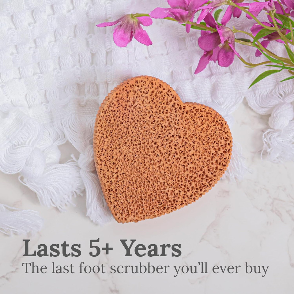 Scrubbies Pumice Stone For Feet Lasts 5+ Years Foot Exfoliator Scrubber Callus Remover Made Of Natural Terra-Cotta (Heart)