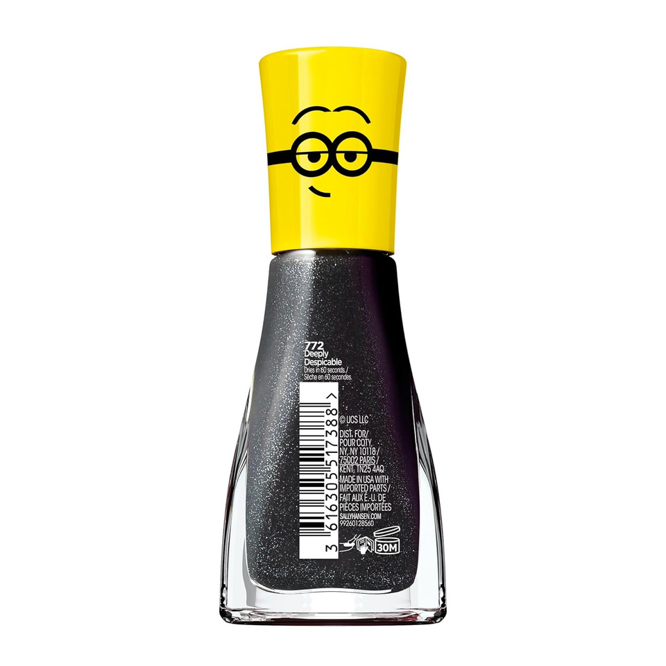 Sally Hansen Insta-Driã¢Â® X Despicable Me, Deeply Despicable, Quick Dry, Long Lasting, Streak-Free Shine, Metallic Black Nail Polish
