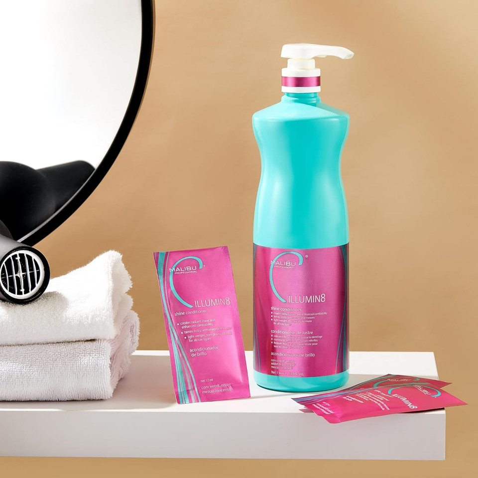 Malibu C Illumin8 Shine Conditioner - Concentrate For Hair Shine & Manageability - Lightweight, Non-Greasy Hair Conditioner For All Hair Types