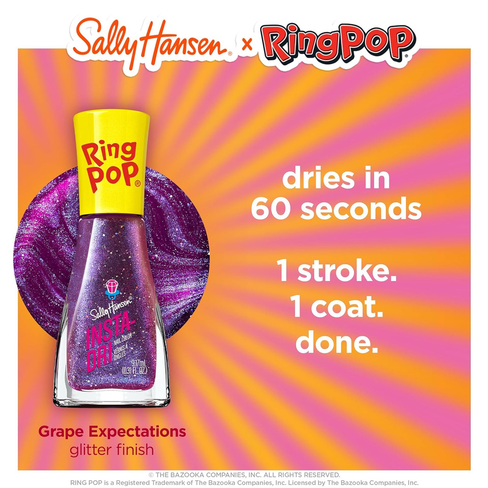 Sally Hansen Insta-Driã¢Â®, Ring Pop Grape Expectations, Quick Dry, Long Lasting, Streak-Free Shine, Purple Nail Polish