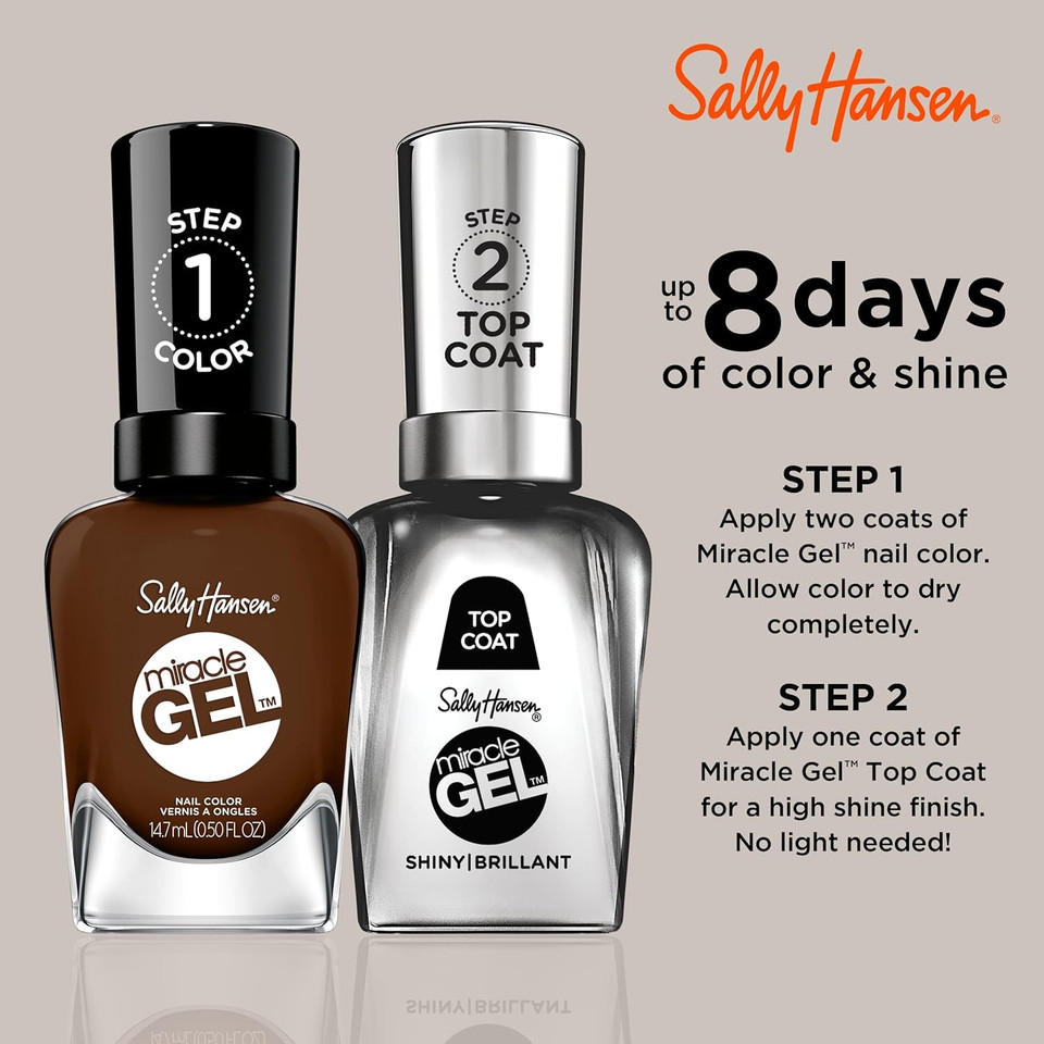 Sally Hansen Miracle Gelã¢Â, Been There, Dune That, Long Lasting, Gel-Like Formula, No Uv Lamp Needed, Brown Nail Polish