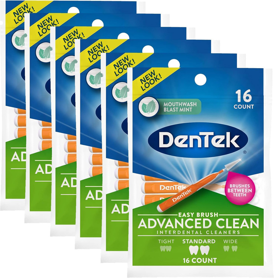 Dentek Easy Brush Interdental Cleaners | Brushes Between Teeth | Standard | Mint Flavor | 10 Count