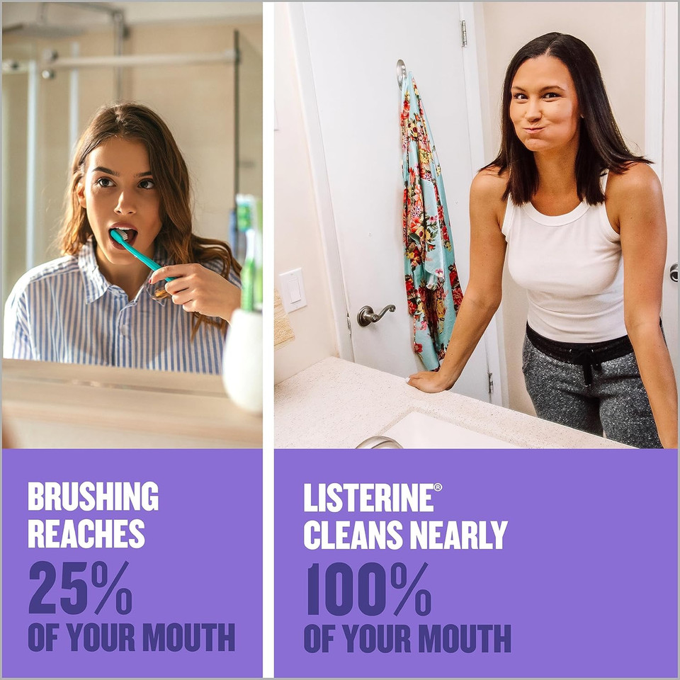 Listerine Total Care Anticavity Fluoride Mouthwash, 6 Benefits In 1 Oral Rinse Helps Kill 99% Of Bad Breath Germs, Prevents Cavities, Strengthens Teeth, Ada-Accepted, Fresh Mint, 1 L