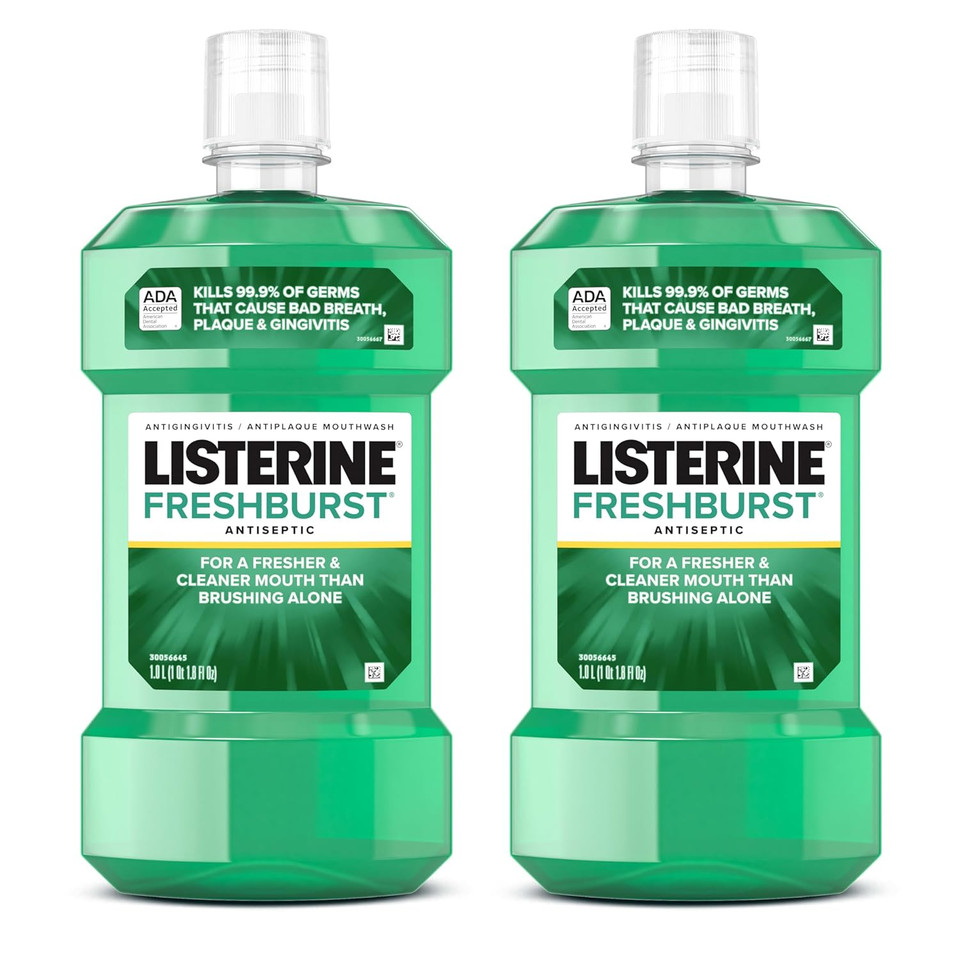 Listerine Freshburst Antiseptic Mouthwash For Bad Breath, Kills 99% Of Germs That Cause Bad Breath & Fight Plaque & Gingivitis, Ada Accepted Mouthwash, Spearmint, 500 Ml