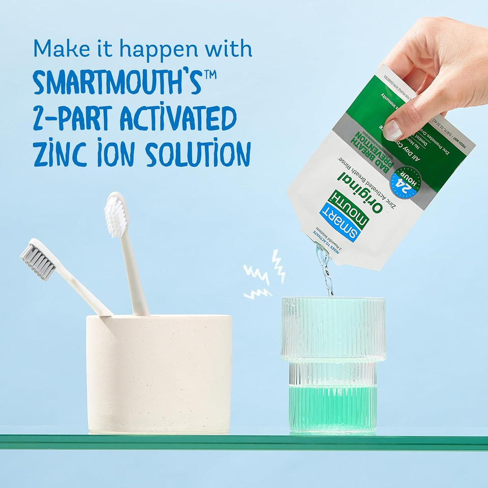 Smartmouth Original Activated Mouthwash Single Packs, Travel Mouthwash, Fresh Mint, 50 Pack