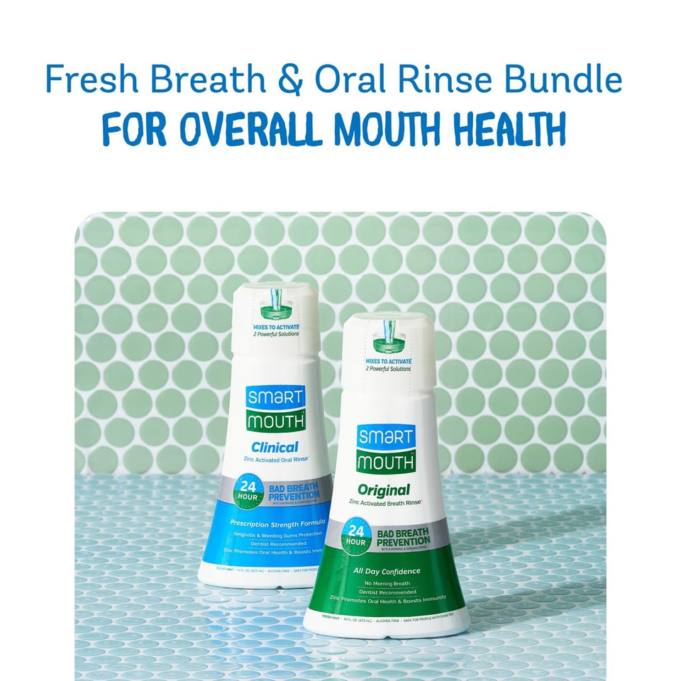 Smartmouth Dds Activated Clinical Mouthwash & Original Activated Mouthwash - Adult Mouthwash For Fresh Breath - Clean Mint Flavor (Clinical) & Fresh Mint Flavor (Original), 16 Fl Oz Each Smartmouth Dds Activated Clinical Mouthwash & Original Activated Mouthwash - Adult Mouthwash For Fresh Breath - Clean Mint Flavor (Clinical) & Fresh Mint Flavor (Original), 16 Fl Oz Each
