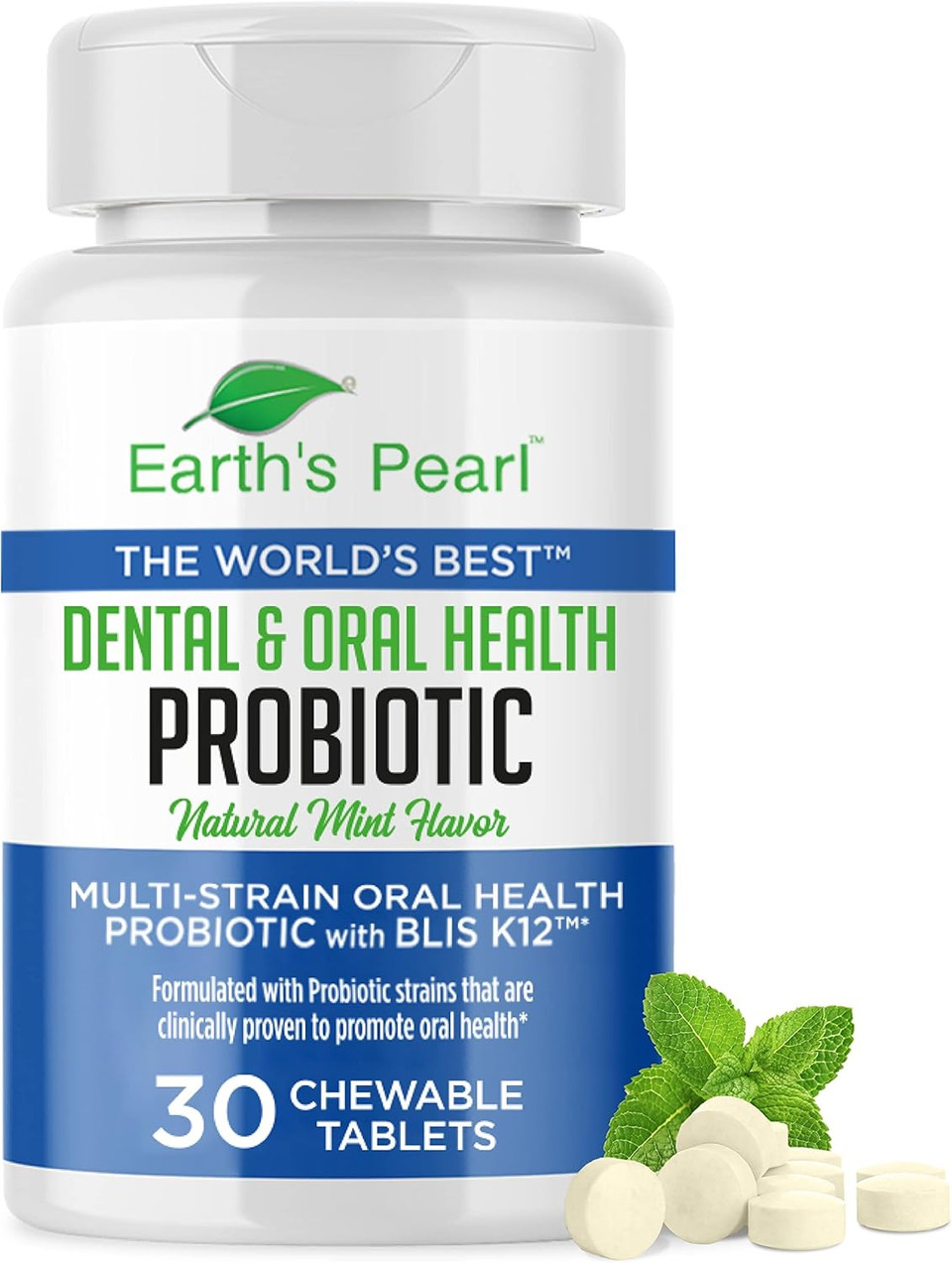 Earth'S Pearl Dental Probiotic With Blis K12 - Oral Probiotics For Oral Health With Mint Flavor - 30-Day Supply Of Dental Probiotics For Bad Breath And Dental Health - Children And Adult Oral Care Earth'S Pearl Dental Probiotic With Blis K12 - Oral Probiotics For Oral Health With Mint Flavor - 30-Day Supply Of Dental Probiotics For Bad Breath And Dental Health - Children And Adult Oral Care