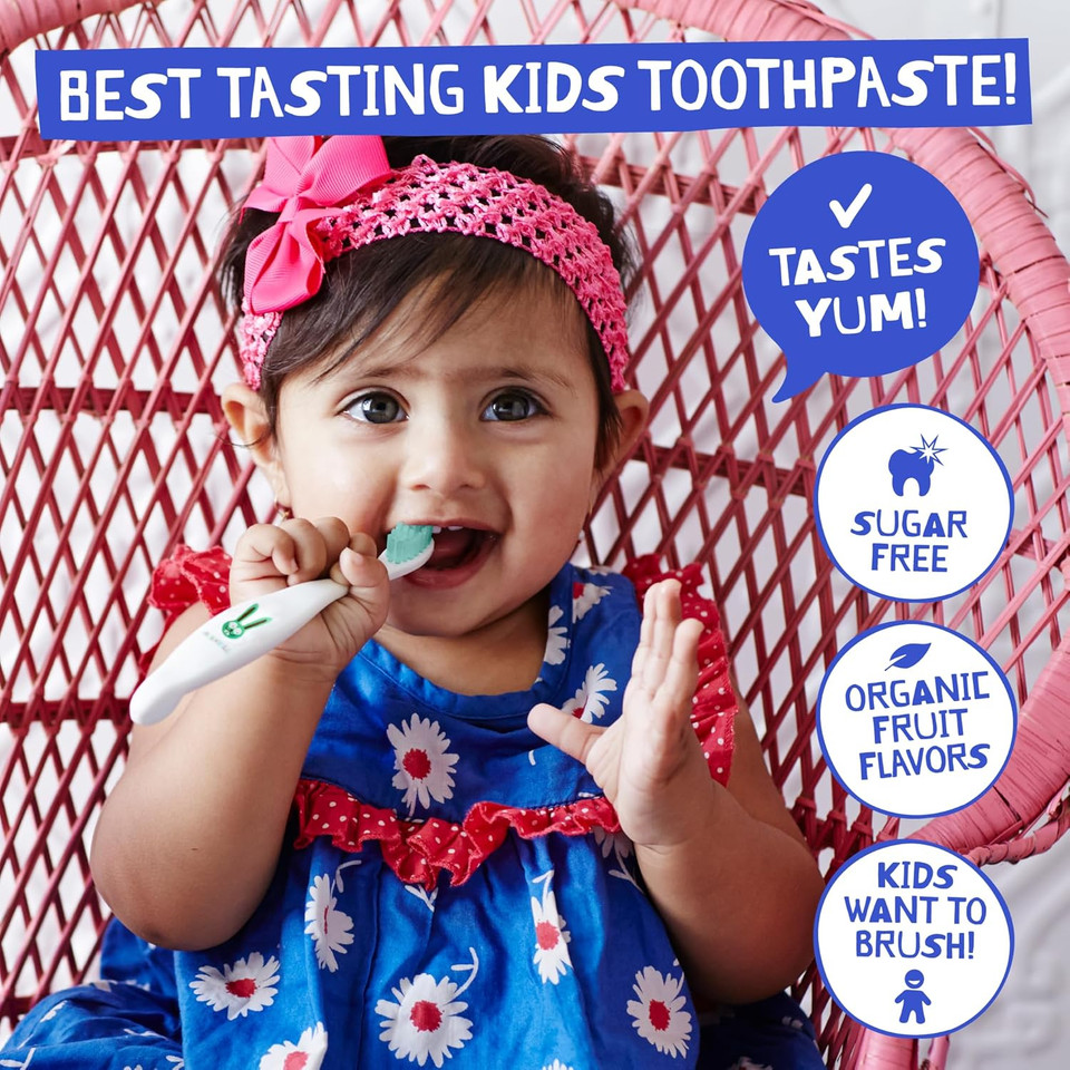 Jack N' Jill Natural Toddler Toothpaste For Baby, Kids And Infants 6 Months & Up, Fluoride Free Training Toothpaste For Toddlers 1-3, 40% Xylitol, Bpa Free - Blueberry & Raspberry 1.76 Oz (Pack Of 2)