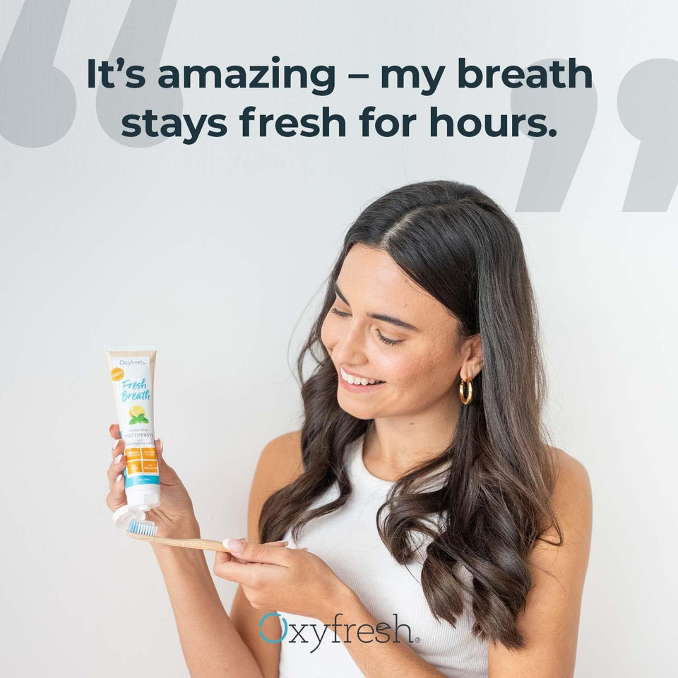 Premium Oxyfresh Maximum Fresh Breath Lemon Mint Toothpaste - Clean Teeth & Fresh Breath - Natural Essential Oils & Natural Xylitol To Help Fight Tartar - Sls & Fluoride Free, 5Oz