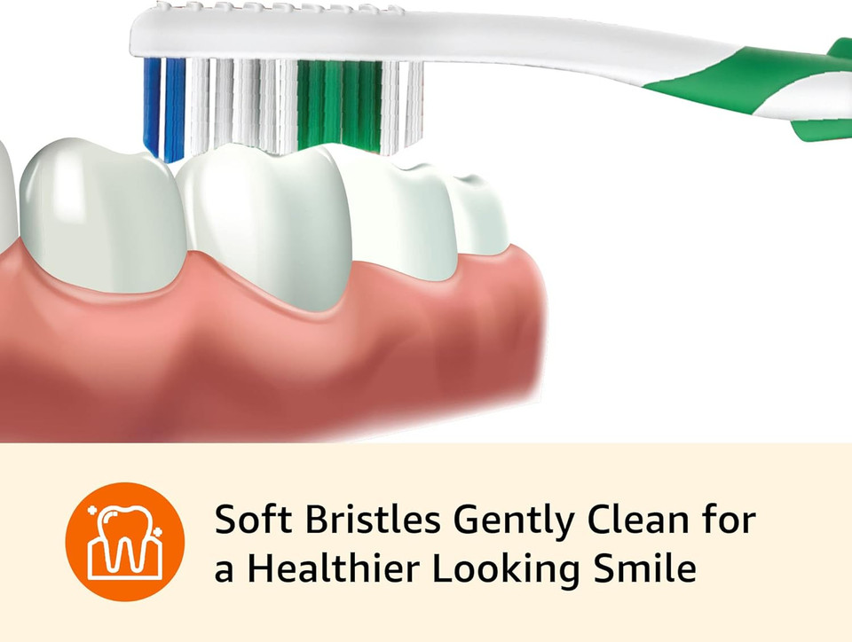 Amazon Basics Clean Plus Toothbrushes, Soft, 10 Count, Assorted Colors (Previously Solimo)