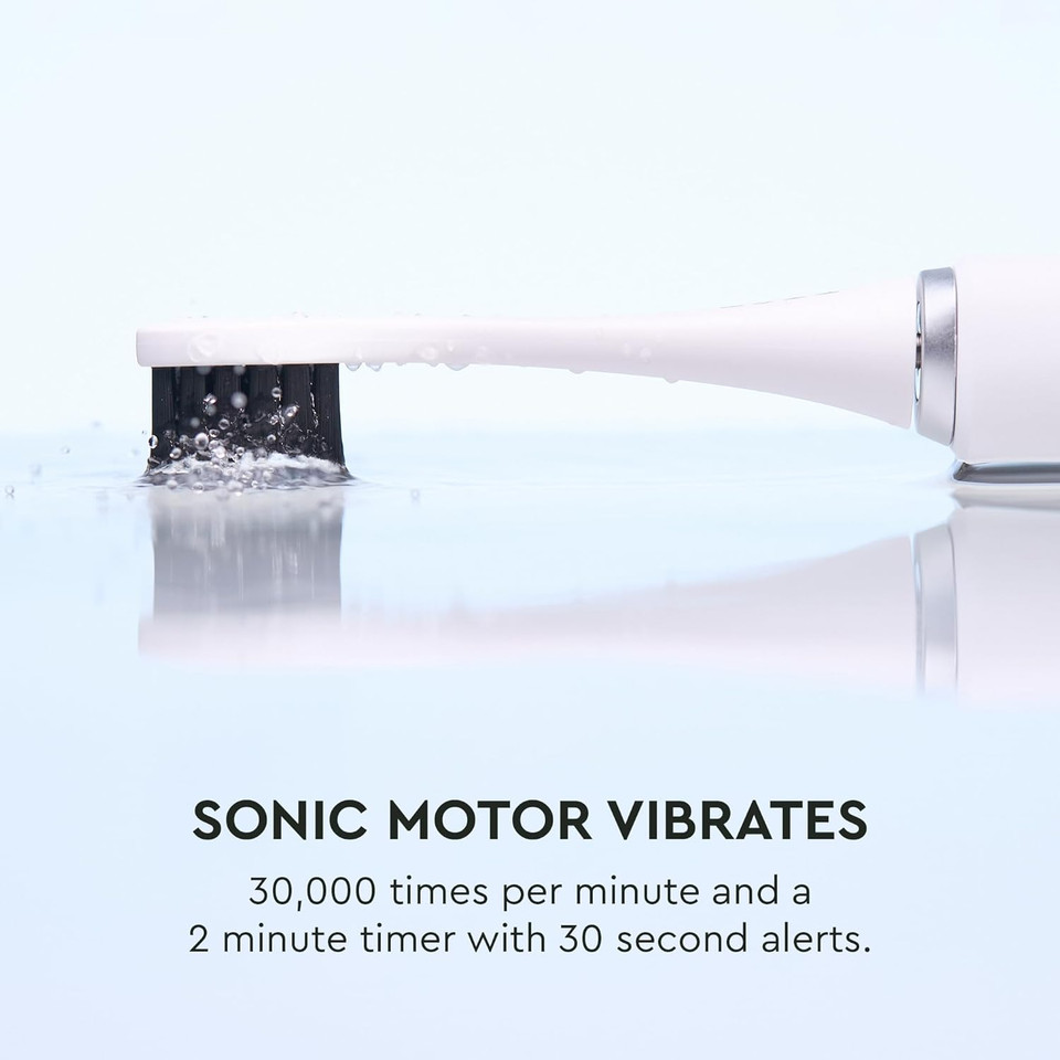 Boka 3.0 Electric Toothbrush For Adults W/ 2 Heads - Rechargeable Sonic Powered Tooth Brush - Charcoal Activated Bristles For Deep Cleaning - Dentist Recommended Oral Care - Charging Base W/Micro Usb