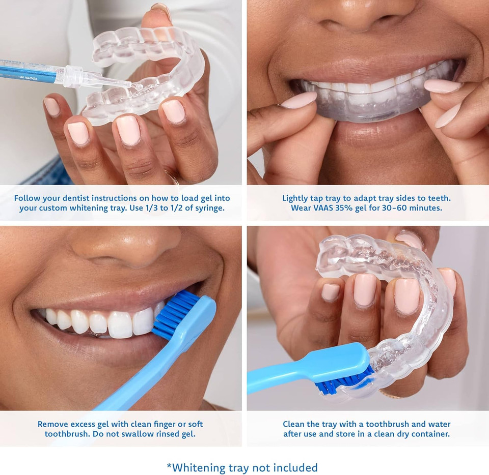 Teeth Whitening Gel For Trays, 4 Take Home Syringes, 35% Carbamide Peroxide, With Potassium-Nitrate, Trays Not Included, Usa Made, Teeth Whitening Kit By Everest Vaas