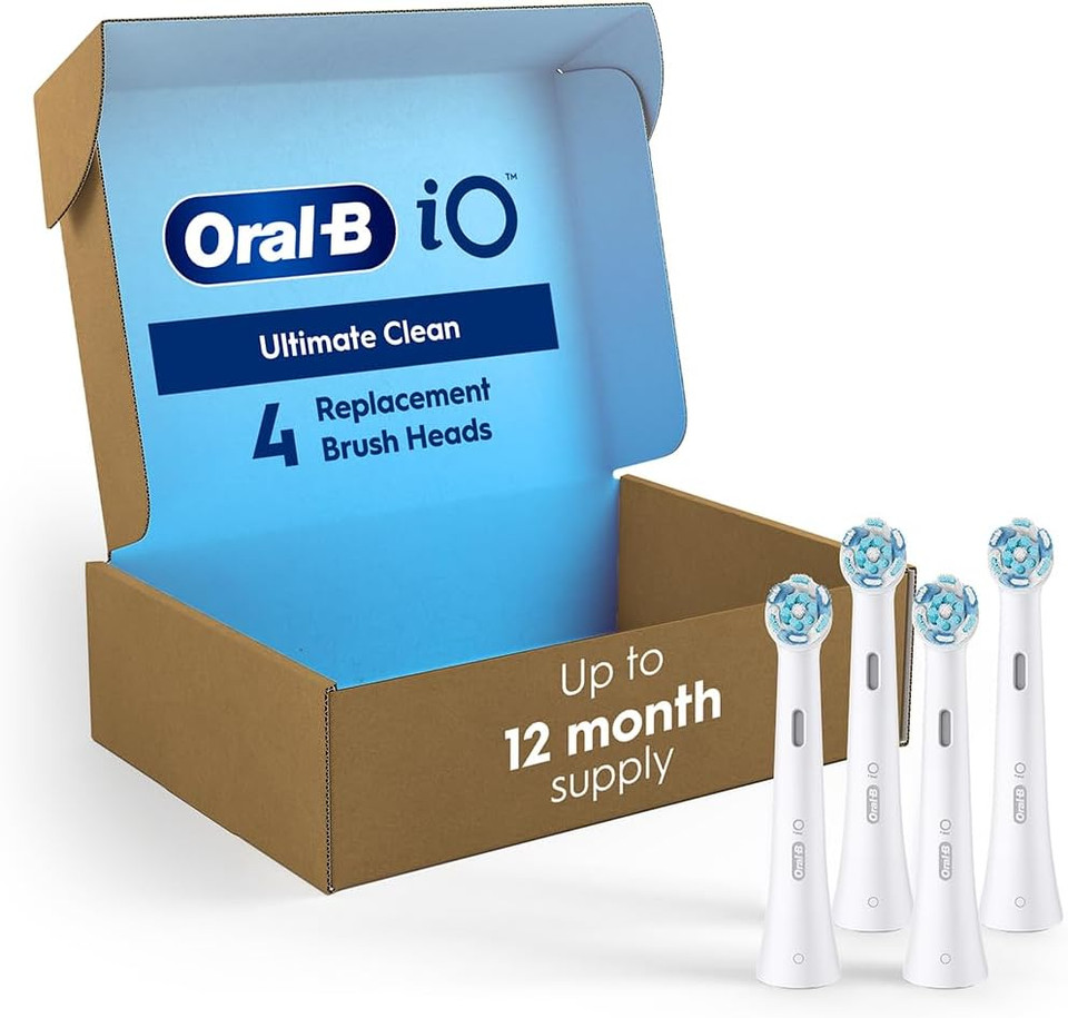 Oral-B Io Series Ultimate Clean Electric Toothbrush Replacement Brush Heads For An Oral-B Electric Toothbrush, 4 Count, White