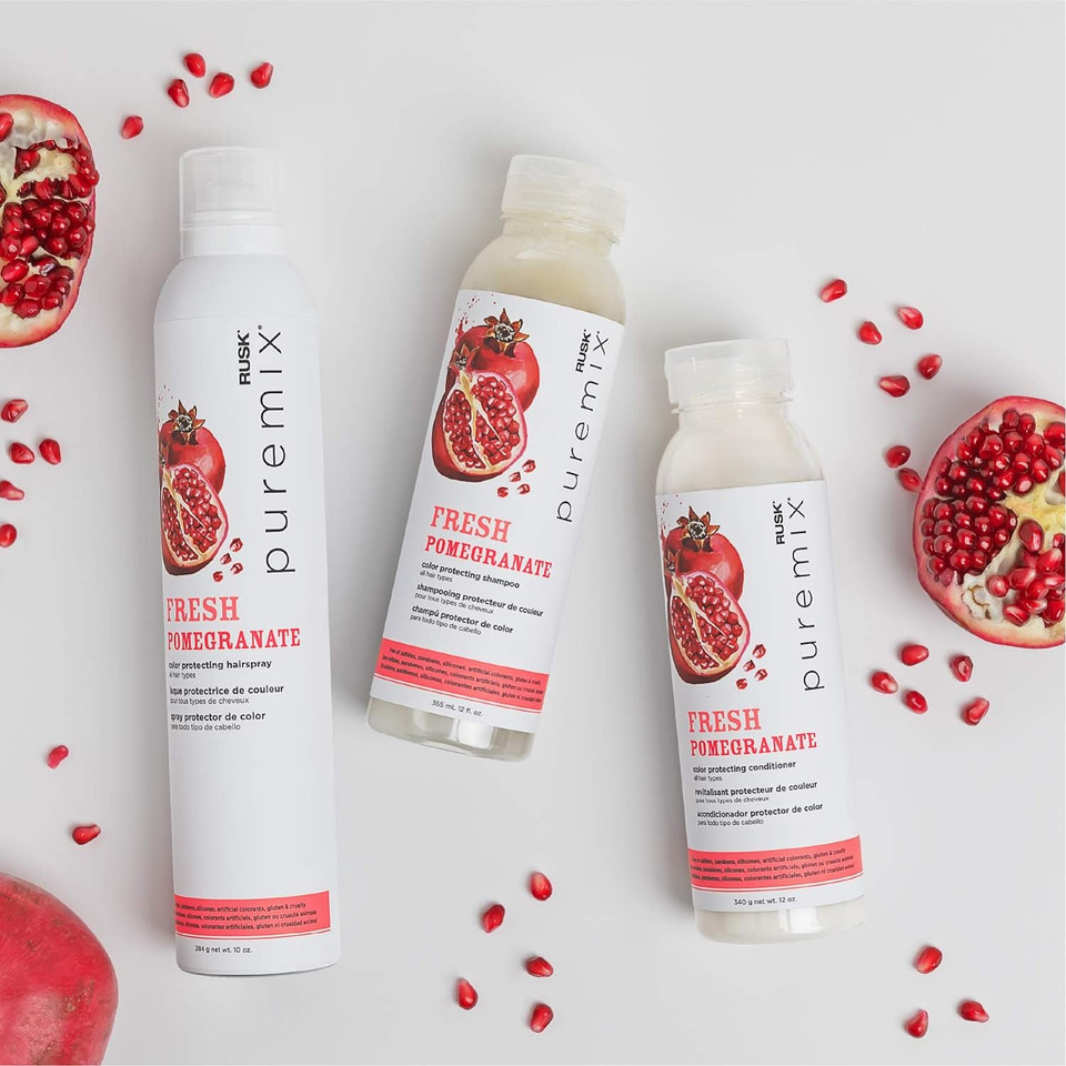 Rusk Puremix Fresh Pomegranate Color Protecting Conditioner For All Hair Types, 12 Oz., Prolong Color Radiancy And Shine, Reduces Dryness And Breakage, Cruelty-Free12 Ounce