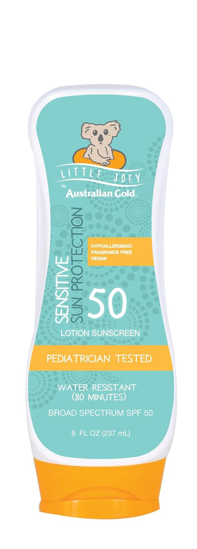 Australian Gold Little Joey Sunscreen Lotion Spf 50, 8 Ounce | Hypoallergenic & Fragrance Free | Broad Spectrum | Water Resistant | Vegan | Pediatrician Tested