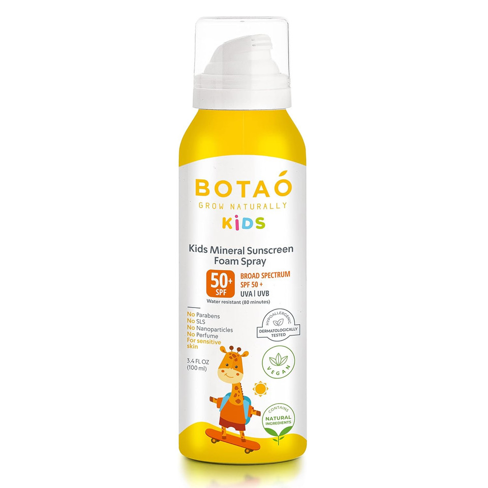 Kidã¢ÂS Mineral Zinc Oxide Sunscreen Foam Spray: Spf50 Broad Spectrum Uva Uvb, Children Or Kidã¢ÂS For Sensitive Skin, Sunburn Protection, Zinc Oxide, 3.4 Oz (1-Pack)