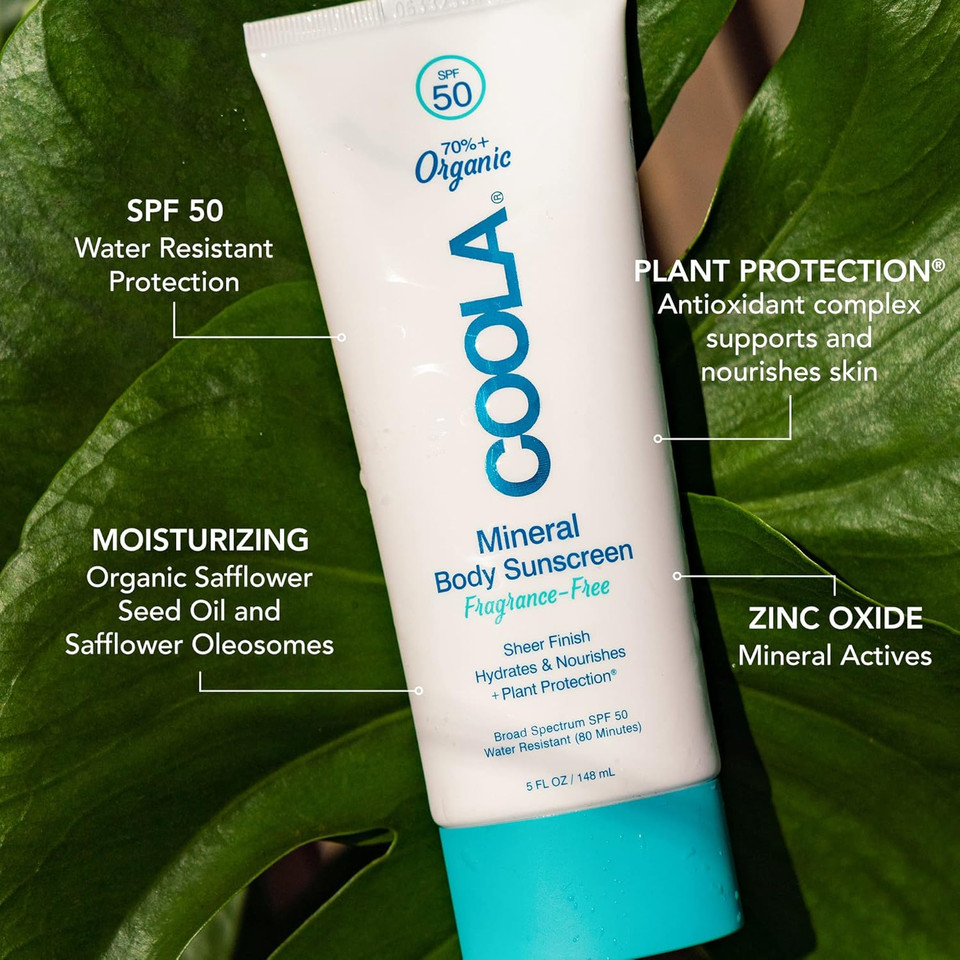 Coola Organic Mineral Sunscreen Sunblock Body Lotion, Dermatologist Tested Skin Care For Daily Protection, Vegan And Gluten Free, 5 Fl Oz
