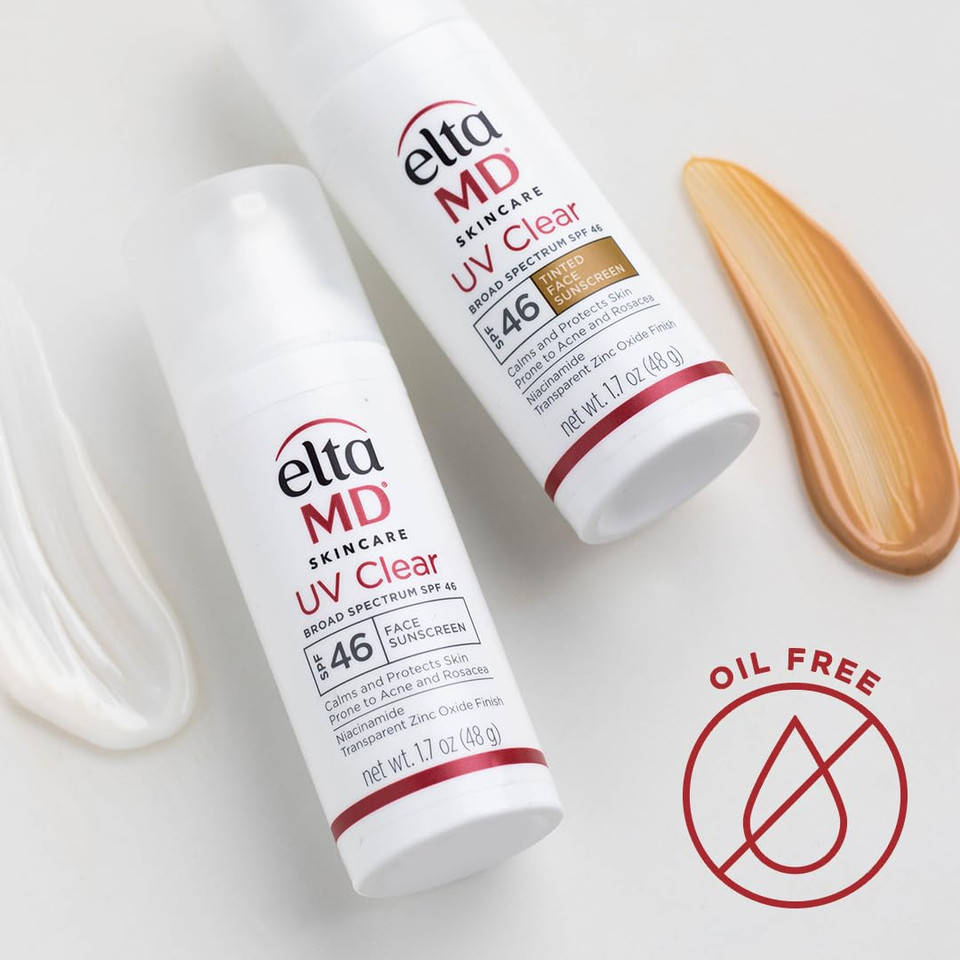 Eltamd Uv Clear Tinted Face Sunscreen, Oil- Free Tinted Sunscreen With Zinc Oxide, Dermatologist Recommended Sunscreen, 1.7 Oz Pump