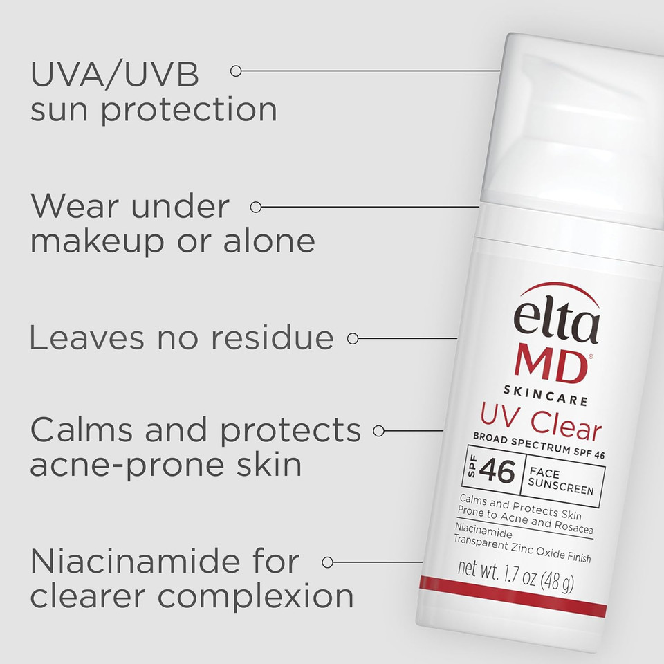 Eltamd Uv Clear Face Sunscreen, Protects And Calms Sensitive Skin And Acne-Prone Skin, Lightweight, Silky, Dermatologist Recommended