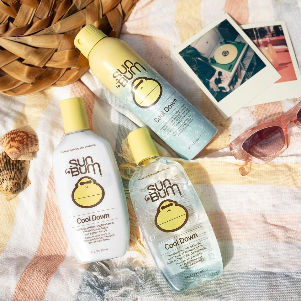 Sun Bum Cool Down Aloe Vera Gel | Vegan After Sun Care With Cocoa Butter To Soothe And Hydrate Sunburn Pain Relief | 8 Oz
