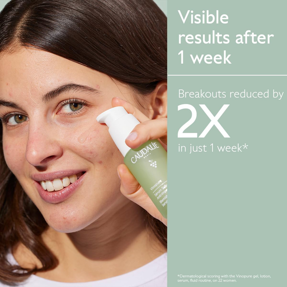 Caudalie Acne-Prone Skin Essentials Set - Salicylic Acid Pore Minimizing Serum And Free Full Size Salicylic Spot Solution