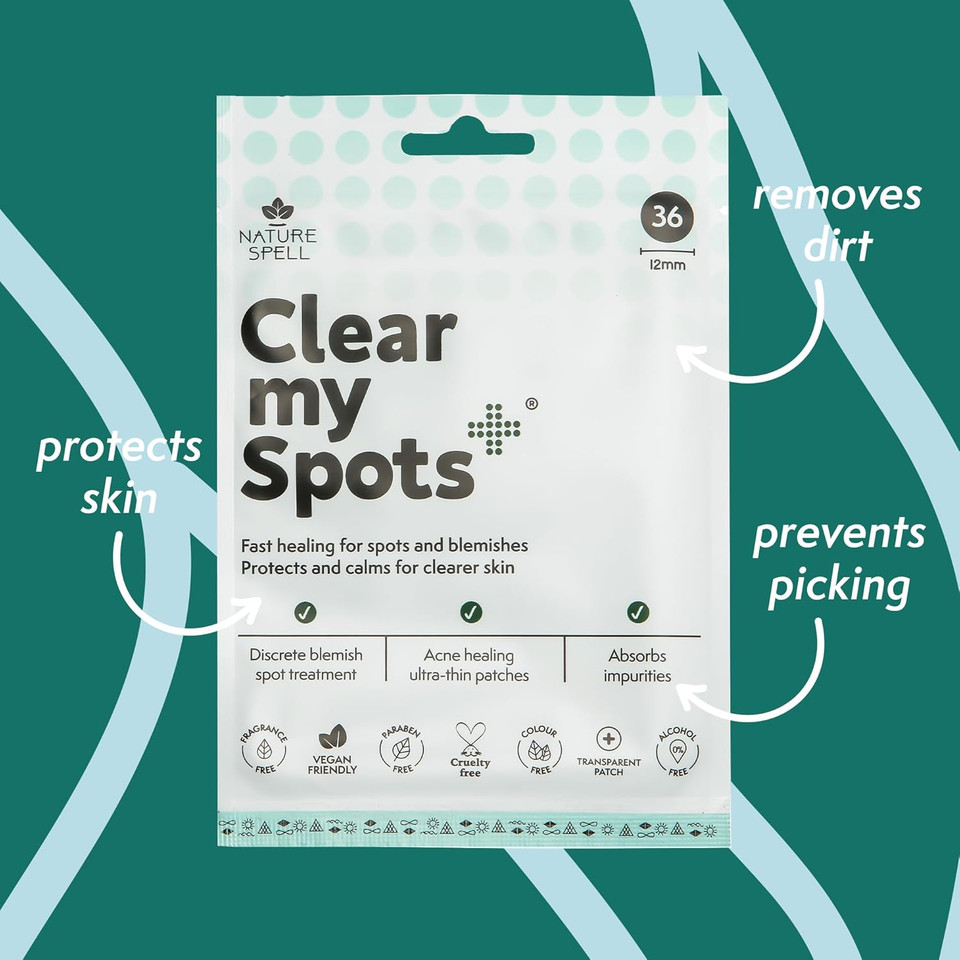 Nature Spell Clear My Spots Pimple Patches, Translucent Hydrocolloid Patches, Fast-Healing Acne Spot Treatment, Acne Patches, Pack Of 36