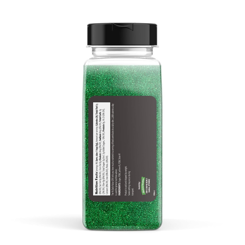 Birch & Meadow Sanding Sugar, Green, 1.1 Lb. Colorful Sugar Crystals For Festive Holiday Baking