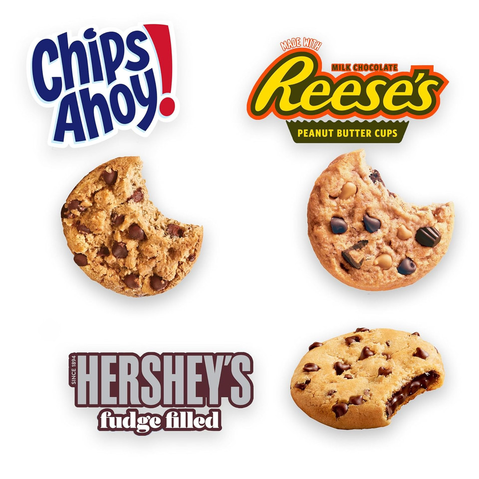 Chips Ahoy! Cookie Variety Pack, Original Chocolate Chip, Chewy Chocolate Chip With Reese'S Peanut Butter Cups & Chewy Hershey'S Fudge Filled Soft Cookies, 50 Snack Packs (2 Cookies Per Pack)