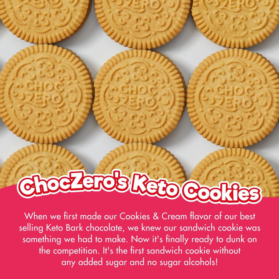 Choczero Churro Creme Vanilla Sandwich Cookies - Low Sugar, Gluten Free, Keto Friendly Dunkies (1 Box, 9Oz)